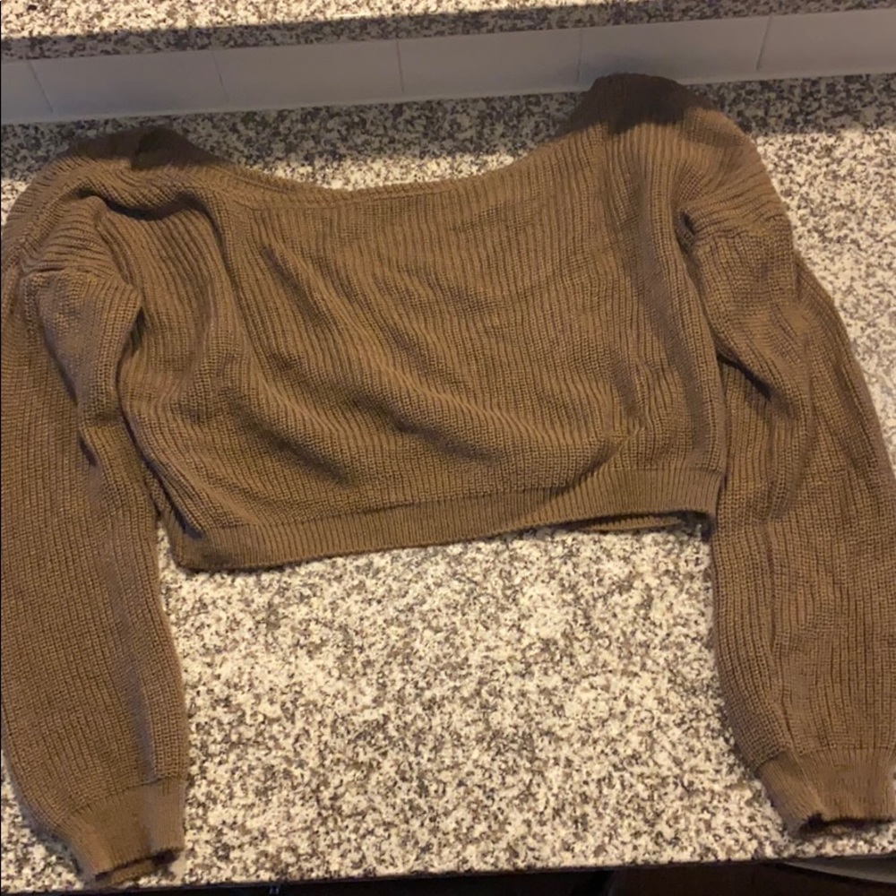 Off the shoulder crop sweater
